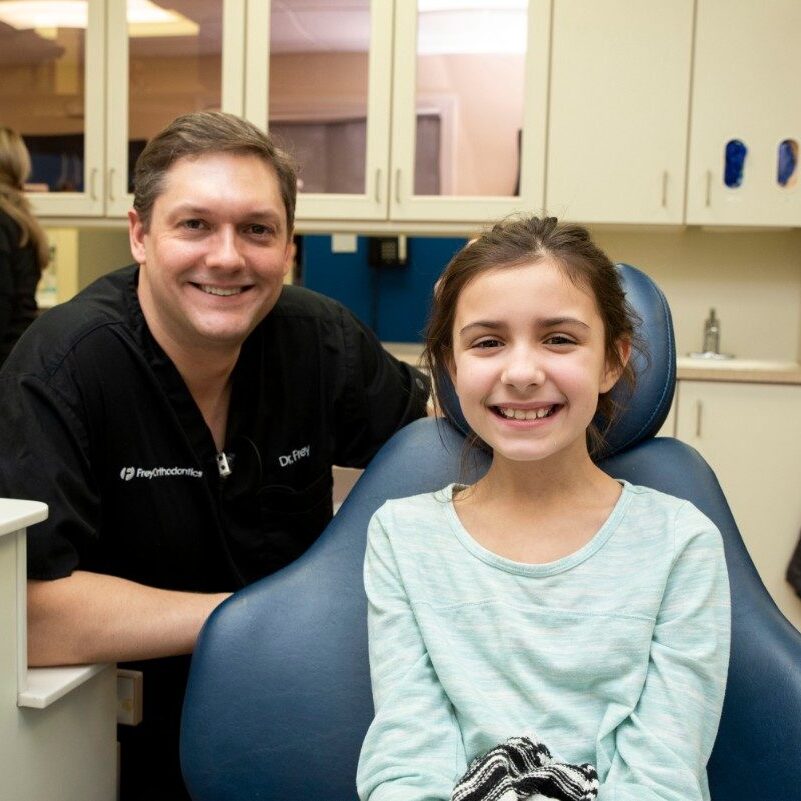 Dr. Frey with a patient